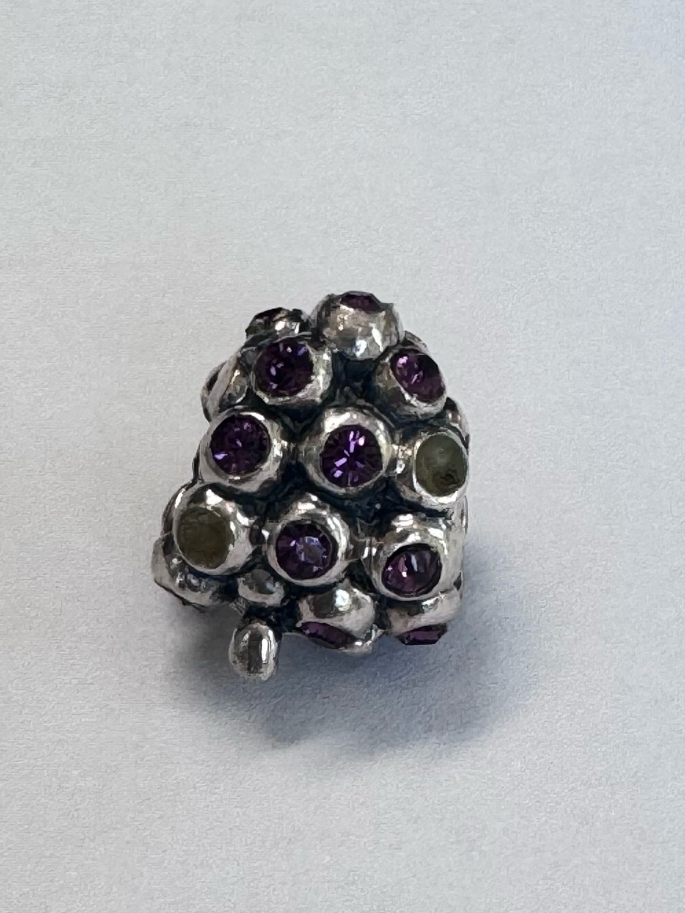 925 Sterling Silver Purple Grape Cluster European-Style Modular Charm